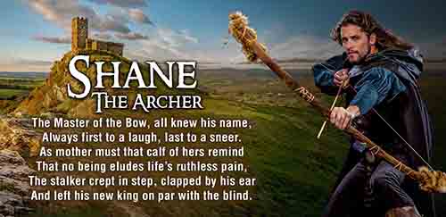 Shane, the archer, is a newly risen knight/archer is from the humble class of woodsmen, but due to his excellence is free to be upwardly mobile in the meritocracy that is Camelot. Guinevere throws a gem at him for slaying a man cheating in a duel with a well-placed arrow making him ostensibly rich. 

Shane’s character is derived from the 100 Years War, during which England employed woodsmen newly risen to knights in their wars with France, who relied on an aristocratic order of comparatively soft warriors to compose and lead their armies. England was wildly successful, mainly as a result of their reliance on the English longbow, Shane’s favorite weapon, which could propel arrows forcefully enough to penetrate any armor of the time. The Battle of Crecy, for example, established firepower as the chief determining factor on the European battlefield, replacing the mounted knight. The English could even boast three primitive cannons in this 14th century battle, though the smoke from the weapons was more dangerous to their artillery personnel than to the enemy; arrows on the other hand, were set to fall in such abundance as to resemble a snowfall. 